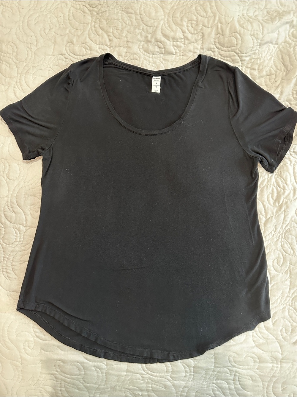 Old Navy “Luxe”Black Scoop Neck Short Sleeve Top- Size Large